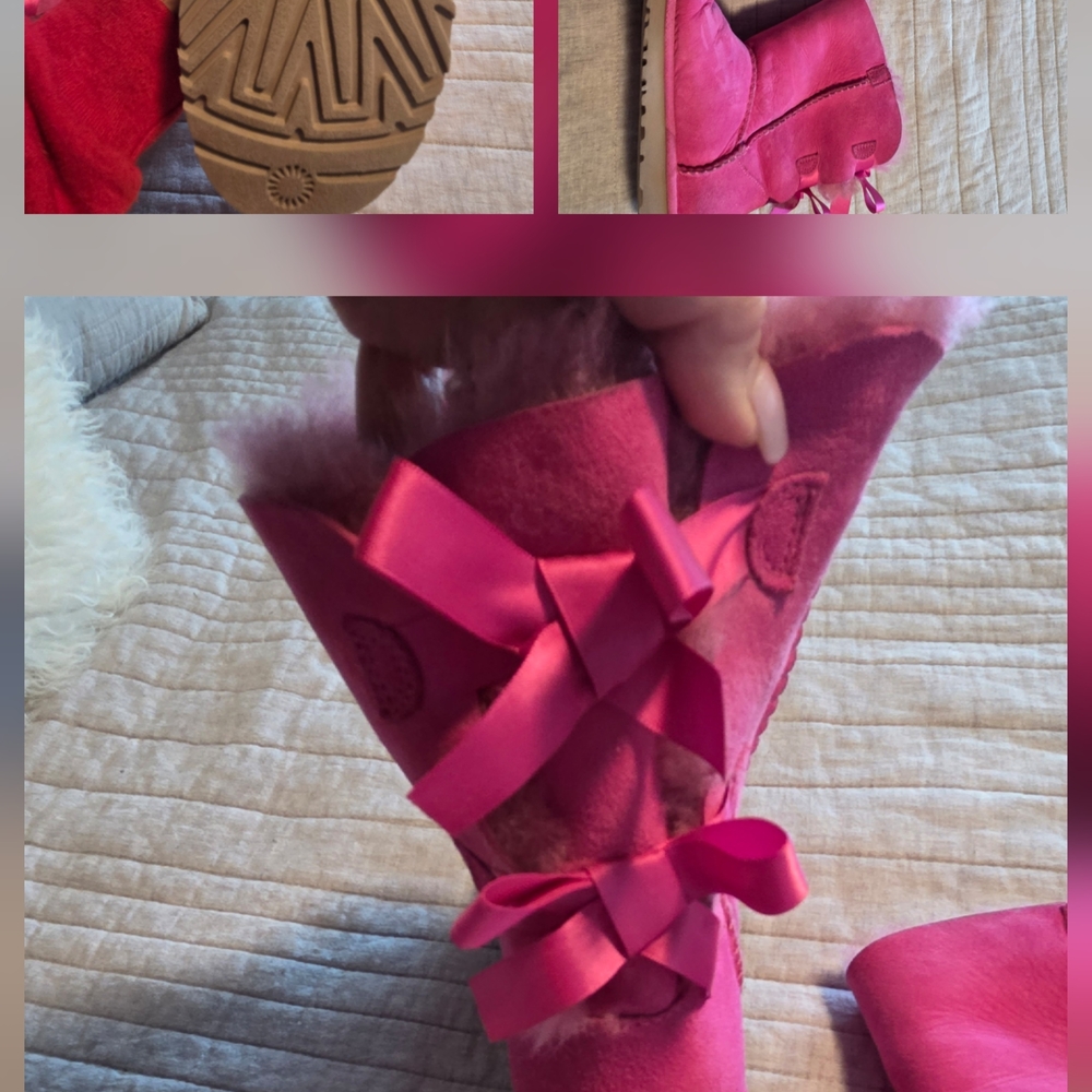 UGG Pink Bow Shearling Boots